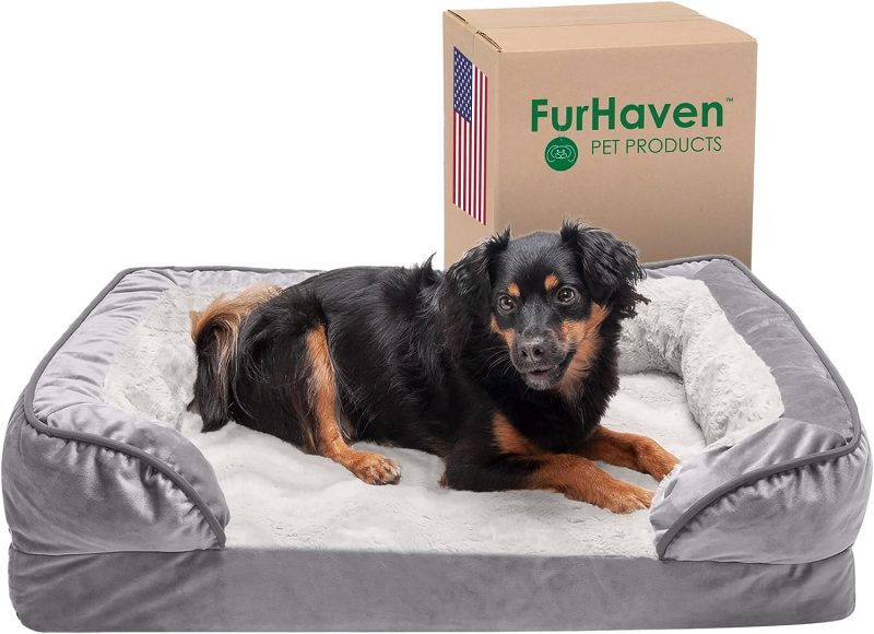 Furhaven Cooling Gel Dog Bed for Large Dogs w/ Removable Bolsters & Washable Cover, For Dogs Up to 95 lbs - Plush & Velvet Waves - Image 330