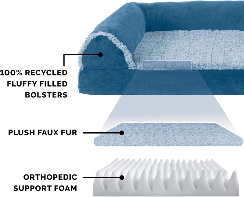 Furhaven Orthopedic Dog Bed for Medium/Small Dogs w/ Removable Bolsters & Washable Cover, For Dogs Up to 35 lbs - Plush & Almond - Image 143