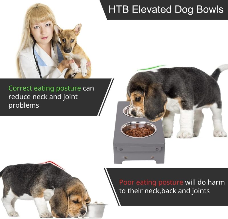 HTB Elevated Dog Bowls,Raised Dog Bowl Stand with 2 Stainless Steel Bowls,Elevated Raised Dog Bowls for Large Medium Small Sized - Image 75