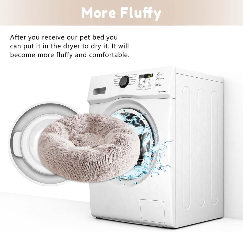 Calming Dog Bed & Cat Bed, Anti-Anxiety Donut Cuddler Warming Cozy Soft Round Fluffy Faux Fur Plush Cushion bed for Small Medium - Image 106