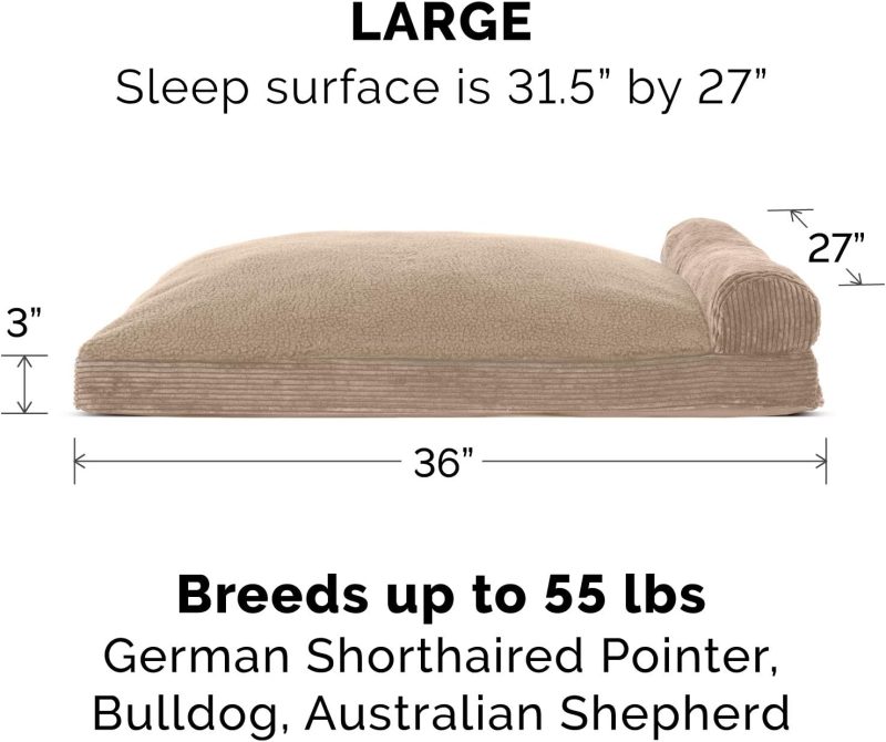 Furhaven Orthopedic Dog Bed for Medium/Small Dogs w/ Removable Bolsters & Washable Cover, For Dogs Up to 35 lbs - Plush & Almond - Image 603