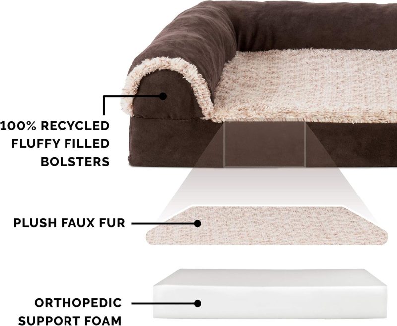Furhaven Orthopedic Dog Bed for Medium/Small Dogs w/ Removable Bolsters & Washable Cover, For Dogs Up to 35 lbs - Plush & Almond - Image 296