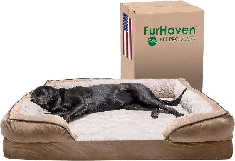 Furhaven Cooling Gel Dog Bed for Large Dogs w/ Removable Bolsters & Washable Cover, For Dogs Up to 95 lbs - Plush & Velvet Waves - Image 248