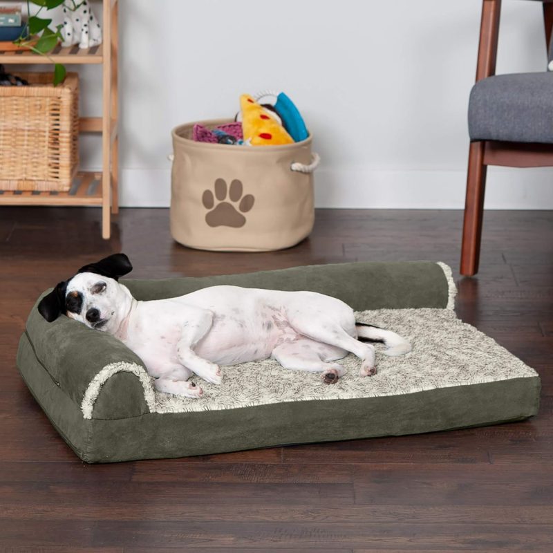 Furhaven Orthopedic Dog Bed for Medium/Small Dogs w/ Removable Bolsters & Washable Cover, For Dogs Up to 35 lbs - Plush & Almond - Image 666