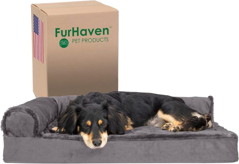 Furhaven Orthopedic Dog Bed for Medium/Small Dogs w/ Removable Bolsters & Washable Cover, For Dogs Up to 35 lbs - Plush & Almond - Image 274