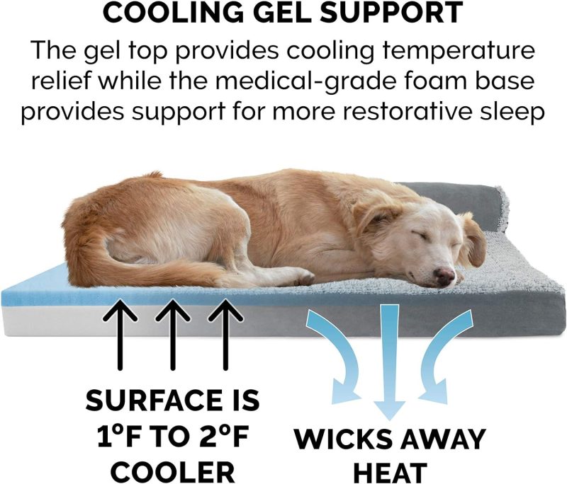 Furhaven Cooling Gel Dog Bed for Large/Medium Dogs w/ Removable Bolsters & Washable Cover, For Dogs Up to 55 lbs - Plush & - Image 199