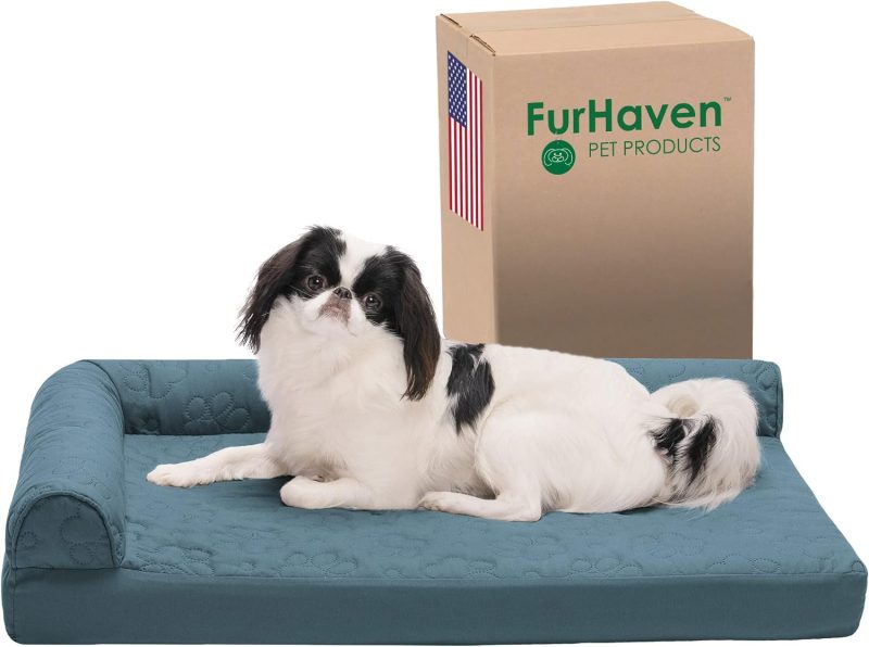 Furhaven Orthopedic Dog Bed for Medium/Small Dogs w/ Removable Bolsters & Washable Cover, For Dogs Up to 35 lbs - Plush & Almond - Image 411