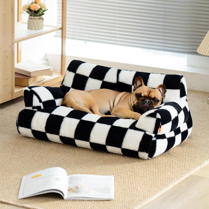 Pet Couch Bed, Washable Cat Beds for Medium Small Dogs & Cats up to 25 lbs, Durable Dog Beds with Non-Slip Bottom, Fluffy Cat - Image 2