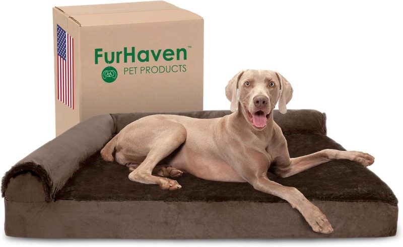 Furhaven Orthopedic Dog Bed for Medium/Small Dogs w/ Removable Bolsters & Washable Cover, For Dogs Up to 35 lbs - Plush & Almond - Image 674