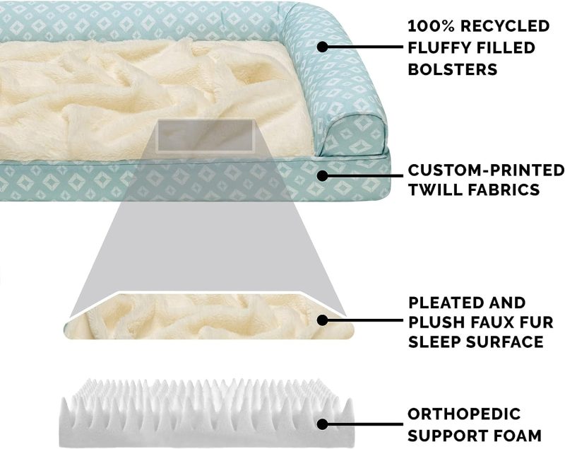 Furhaven Cooling Gel Dog Bed for Large Dogs w/ Removable Bolsters & Washable Cover, For Dogs Up to 95 lbs - Plush & Velvet Waves - Image 88