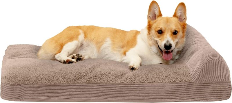 Furhaven Orthopedic Dog Bed for Medium/Small Dogs w/ Removable Bolsters & Washable Cover, For Dogs Up to 35 lbs - Plush & Almond - Image 602