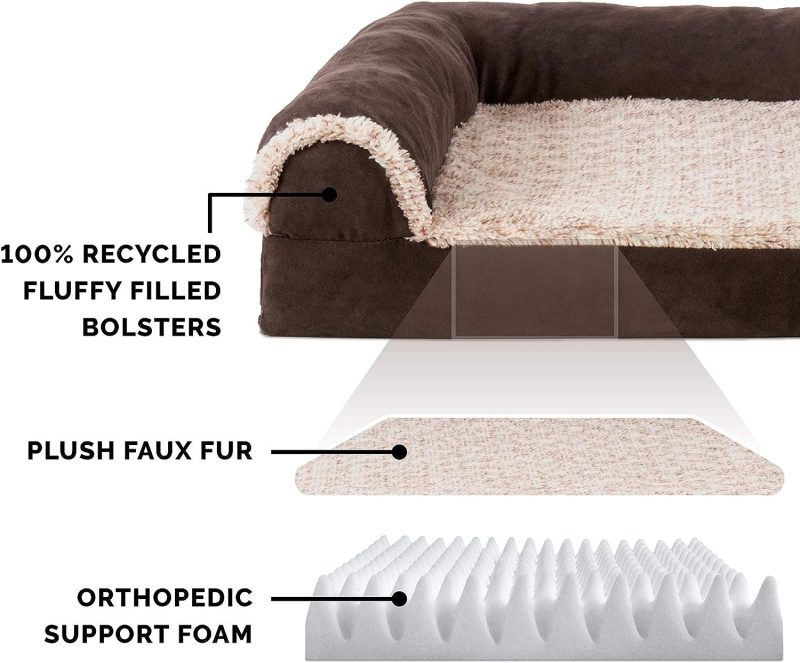Furhaven Orthopedic Dog Bed for Medium/Small Dogs w/ Removable Bolsters & Washable Cover, For Dogs Up to 35 lbs - Plush & Almond - Image 20