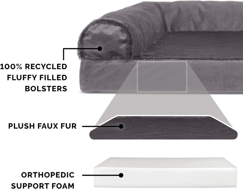 Furhaven Orthopedic Dog Bed for Medium/Small Dogs w/ Removable Bolsters & Washable Cover, For Dogs Up to 35 lbs - Plush & Almond - Image 635