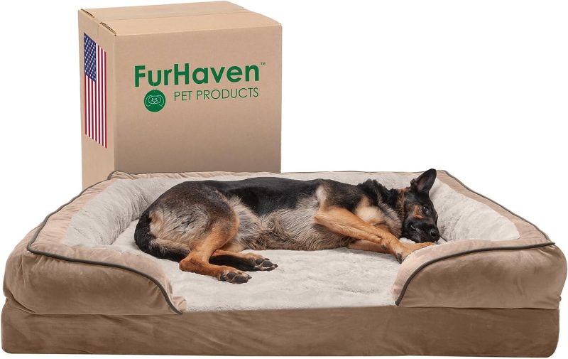 Furhaven Cooling Gel Dog Bed for Large Dogs w/ Removable Bolsters & Washable Cover, For Dogs Up to 95 lbs - Plush & Velvet Waves - Image 331