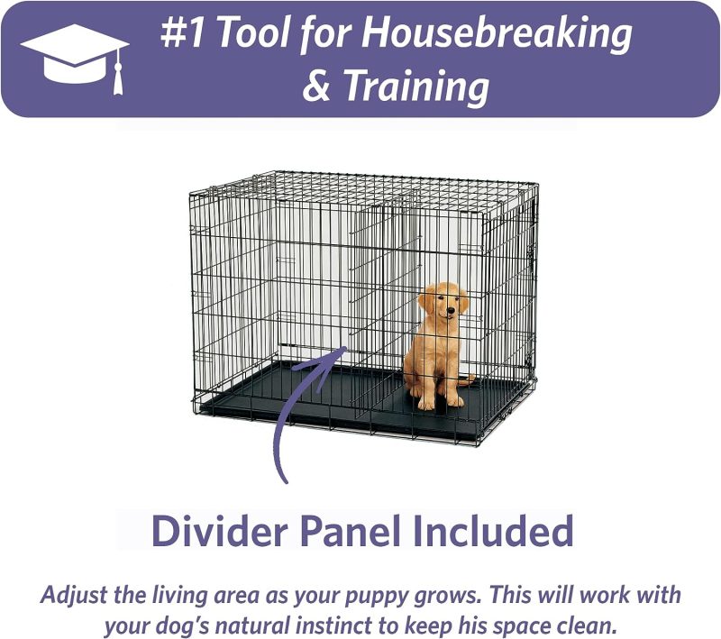MidWest Homes for Pets Newly Enhanced Single & Double Door iCrate Dog Crate, Includes Leak-Proof Pan, Floor Protecting Feet , - Image 25