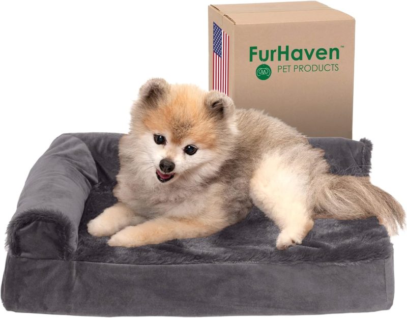 Furhaven Orthopedic Dog Bed for Medium/Small Dogs w/ Removable Bolsters & Washable Cover, For Dogs Up to 35 lbs - Plush & Almond - Image 669