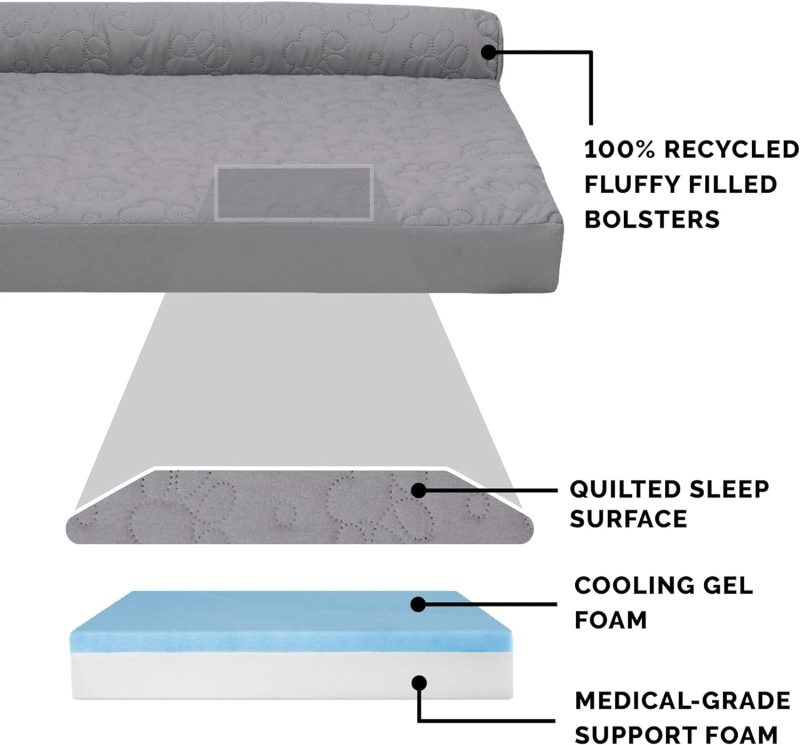 Furhaven Orthopedic Dog Bed for Medium/Small Dogs w/ Removable Bolsters & Washable Cover, For Dogs Up to 35 lbs - Plush & Almond - Image 287