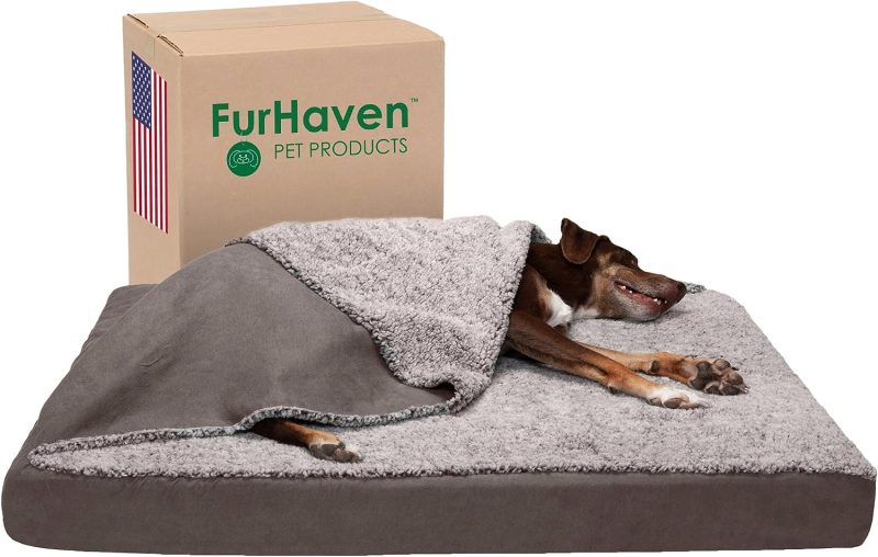 Furhaven Cooling Gel Dog Bed for Large Dogs w/ Removable Bolsters & Washable Cover, For Dogs Up to 95 lbs - Plush & Velvet Waves - Image 116