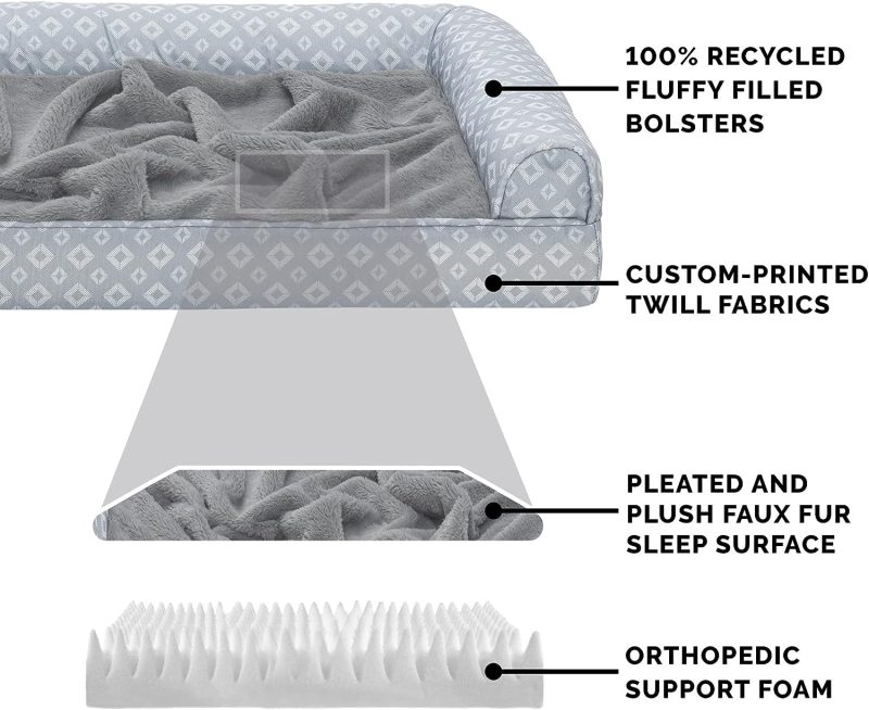 Furhaven Cooling Gel Dog Bed for Large Dogs w/ Removable Bolsters & Washable Cover, For Dogs Up to 95 lbs - Plush & Velvet Waves - Image 259
