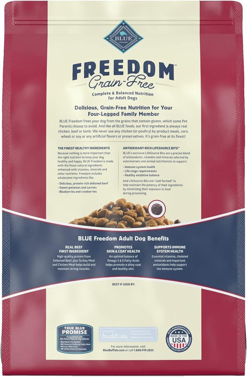 Blue Buffalo Freedom Grain Free Natural Adult Dry Dog Food, Beef 24-lb - Image 13