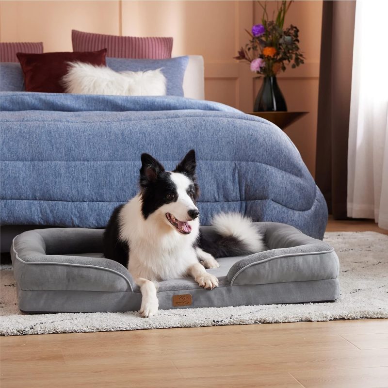 Bedsure Orthopedic Dog Bed for Medium Dogs -Foam Sofa with Removable Washable Cover, Waterproof Lining and Nonskid Bottom Couch, - Image 360