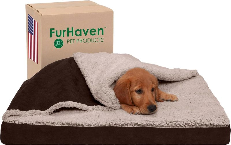 Furhaven Cooling Gel Dog Bed for Large Dogs w/ Removable Bolsters & Washable Cover, For Dogs Up to 95 lbs - Plush & Velvet Waves - Image 315