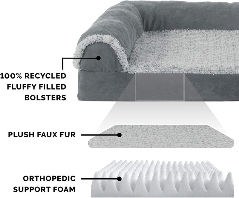 Furhaven Orthopedic Dog Bed for Medium/Small Dogs w/ Removable Bolsters & Washable Cover, For Dogs Up to 35 lbs - Plush & Almond - Image 238