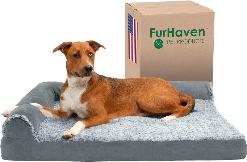Furhaven Orthopedic Dog Bed for Medium/Small Dogs w/ Removable Bolsters & Washable Cover, For Dogs Up to 35 lbs - Plush & Almond - Image 250