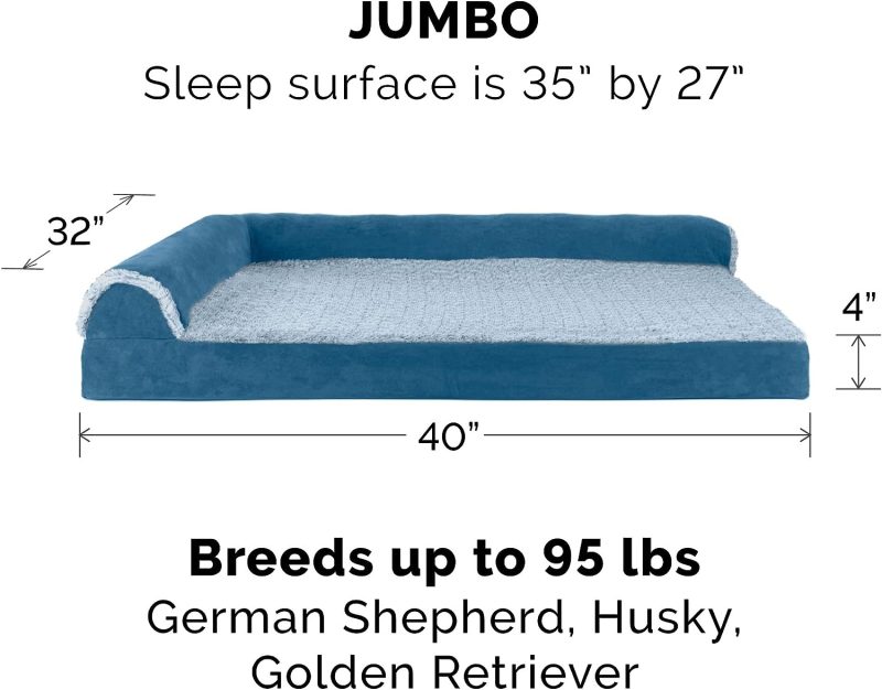 Furhaven Orthopedic Dog Bed for Medium/Small Dogs w/ Removable Bolsters & Washable Cover, For Dogs Up to 35 lbs - Plush & Almond - Image 388