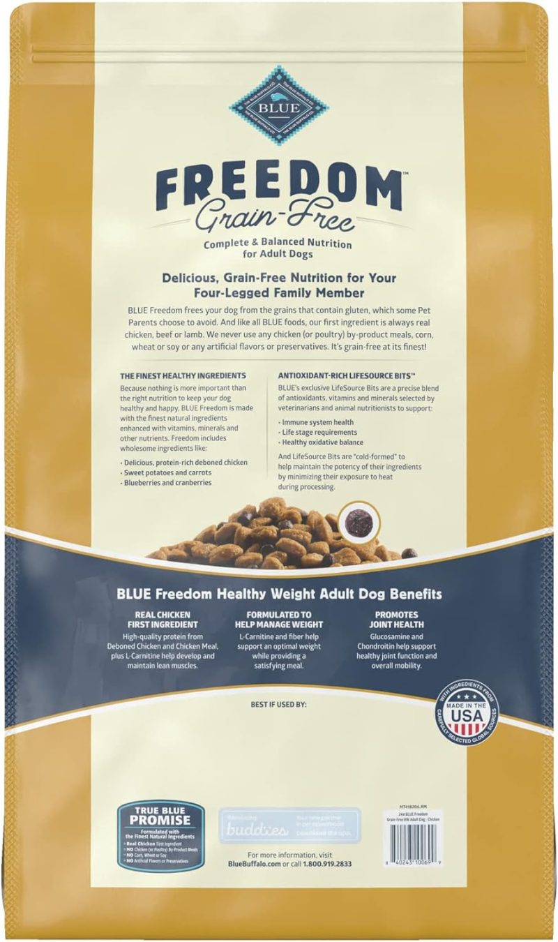 Blue Buffalo Freedom Grain Free Natural Adult Healthy Weight Dry Dog Food, Chicken 24-lb - Image 2