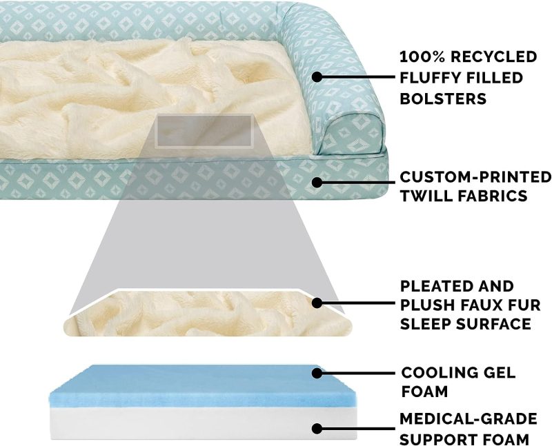 Furhaven Cooling Gel Dog Bed for Large Dogs w/ Removable Bolsters & Washable Cover, For Dogs Up to 95 lbs - Plush & Velvet Waves - Image 205