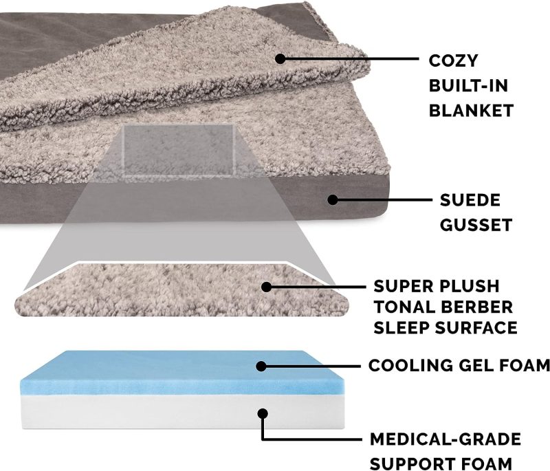 Furhaven Cooling Gel Dog Bed for Large Dogs w/ Removable Bolsters & Washable Cover, For Dogs Up to 95 lbs - Plush & Velvet Waves - Image 109