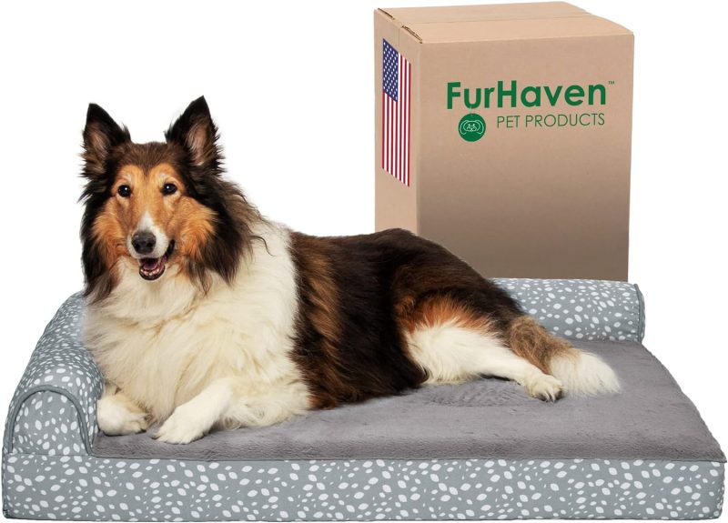 Furhaven Orthopedic Dog Bed for Medium/Small Dogs w/ Removable Bolsters & Washable Cover, For Dogs Up to 35 lbs - Plush & Almond - Image 703