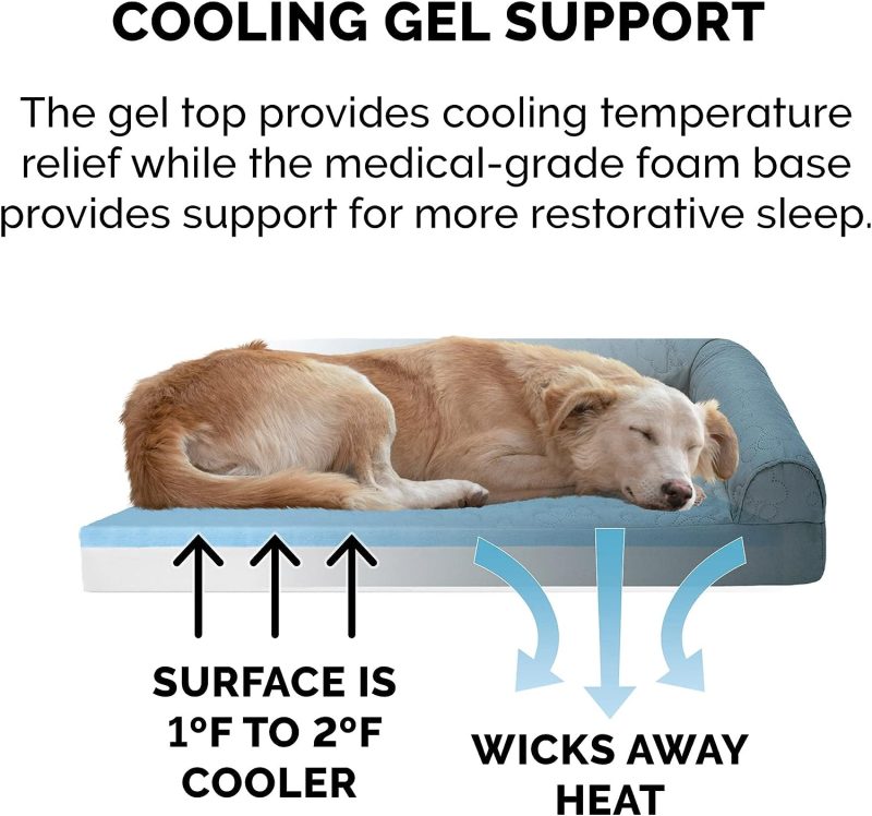 Furhaven Cooling Gel Dog Bed for Large/Medium Dogs w/ Removable Bolsters & Washable Cover, For Dogs Up to 55 lbs - Plush & - Image 282