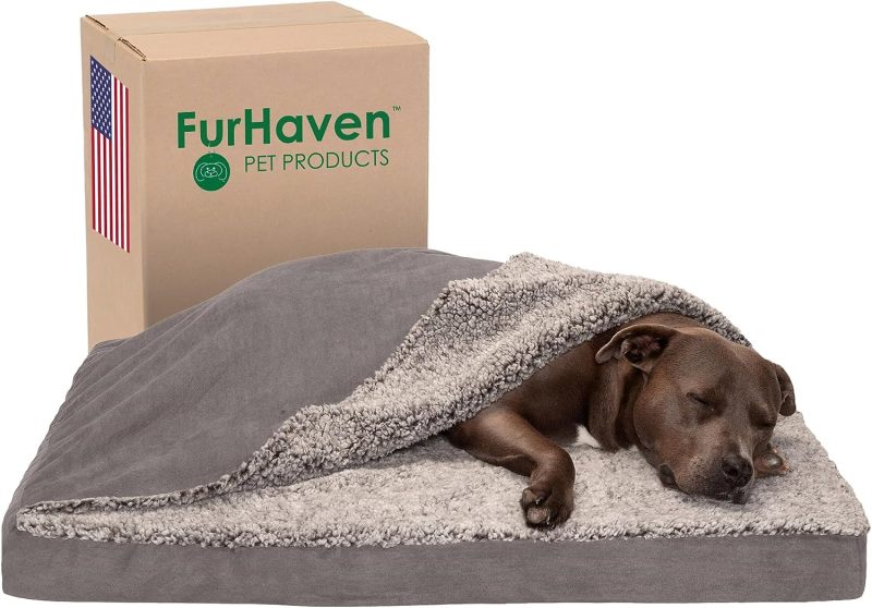 Furhaven Cooling Gel Dog Bed for Large Dogs w/ Removable Bolsters & Washable Cover, For Dogs Up to 95 lbs - Plush & Velvet Waves - Image 333