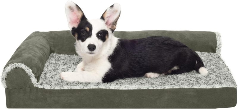 Furhaven Orthopedic Dog Bed for Medium/Small Dogs w/ Removable Bolsters & Washable Cover, For Dogs Up to 35 lbs - Plush & Almond - Image 463