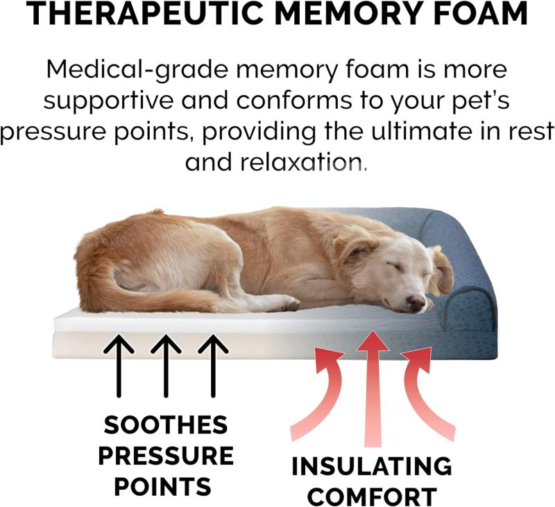 Furhaven Orthopedic Dog Bed for Medium/Small Dogs w/ Removable Bolsters & Washable Cover, For Dogs Up to 35 lbs - Plush & Almond - Image 47
