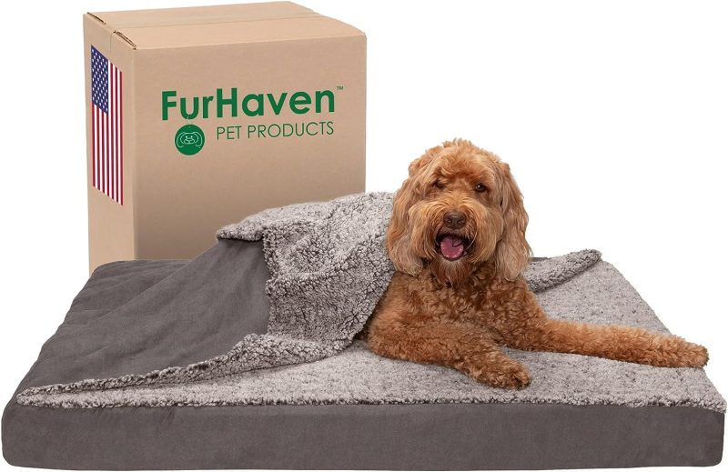 Furhaven Cooling Gel Dog Bed for Large Dogs w/ Removable Bolsters & Washable Cover, For Dogs Up to 95 lbs - Plush & Velvet Waves - Image 254