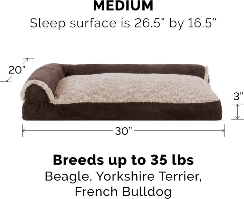 Furhaven Orthopedic Dog Bed for Medium/Small Dogs w/ Removable Bolsters & Washable Cover, For Dogs Up to 35 lbs - Plush & Almond - Image 710