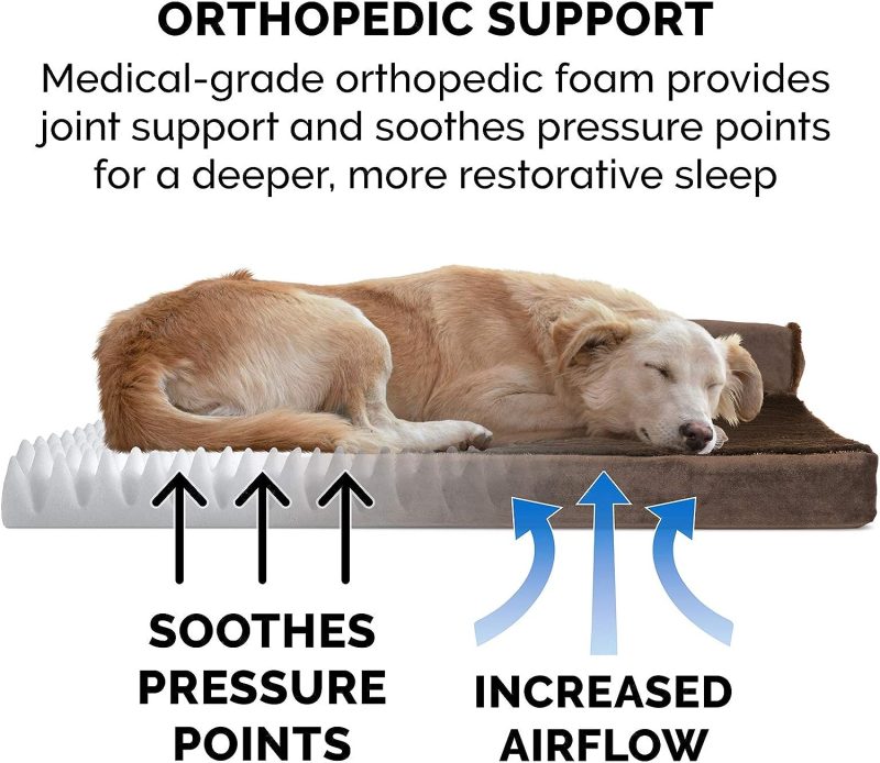 Furhaven Orthopedic Dog Bed for Medium/Small Dogs w/ Removable Bolsters & Washable Cover, For Dogs Up to 35 lbs - Plush & Almond - Image 339