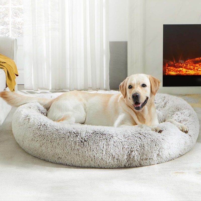 Calming Dog Bed & Cat Bed, Anti-Anxiety Donut Cuddler Warming Cozy Soft Round Fluffy Faux Fur Plush Cushion bed for Small Medium - Image 118