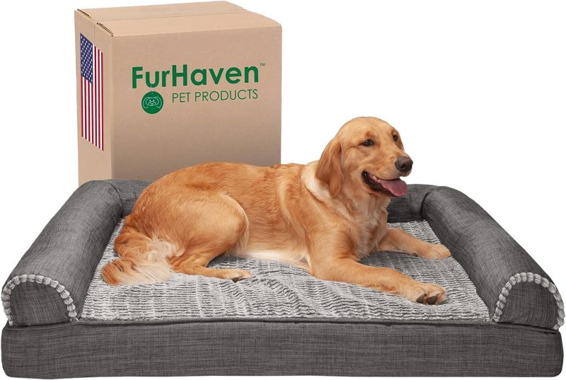 Furhaven Cooling Gel Dog Bed for Large Dogs w/ Removable Bolsters & Washable Cover, For Dogs Up to 95 lbs - Plush & Velvet Waves - Image 336