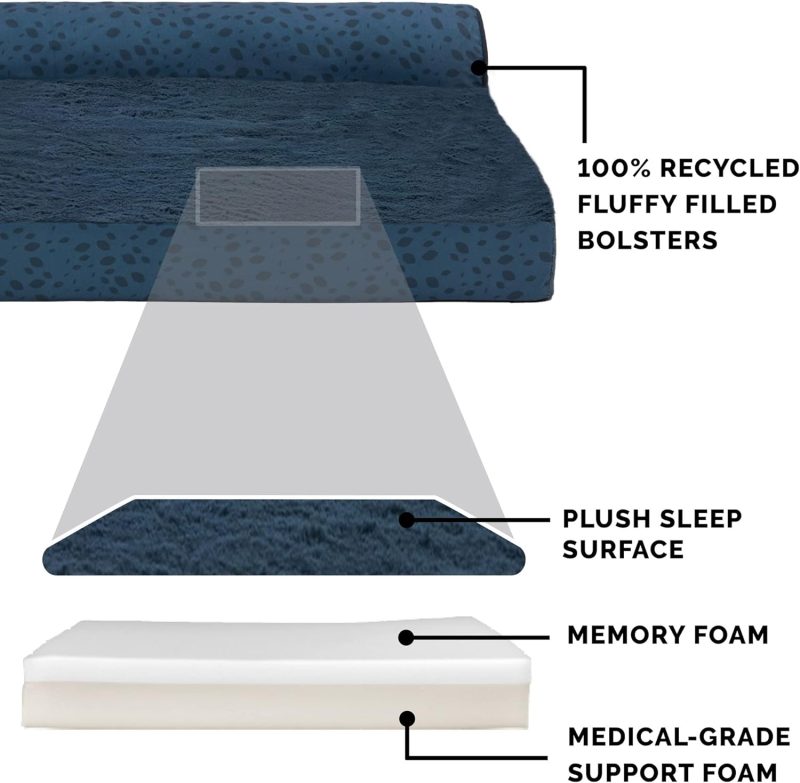 Furhaven Cooling Gel Dog Bed for Large/Medium Dogs w/ Removable Bolsters & Washable Cover, For Dogs Up to 55 lbs - Plush & - Image 46