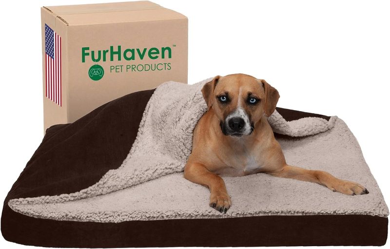 Furhaven Cooling Gel Dog Bed for Large Dogs w/ Removable Bolsters & Washable Cover, For Dogs Up to 95 lbs - Plush & Velvet Waves - Image 382