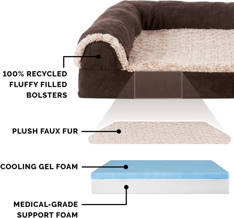 Furhaven Orthopedic Dog Bed for Medium/Small Dogs w/ Removable Bolsters & Washable Cover, For Dogs Up to 35 lbs - Plush & Almond - Image 192