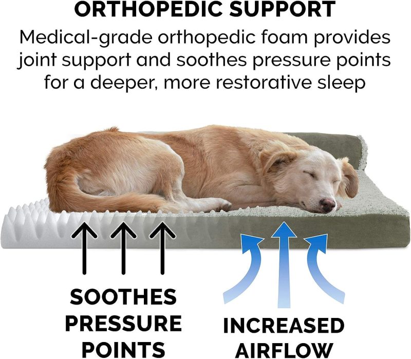 Furhaven Orthopedic Dog Bed for Medium/Small Dogs w/ Removable Bolsters & Washable Cover, For Dogs Up to 35 lbs - Plush & Almond - Image 368
