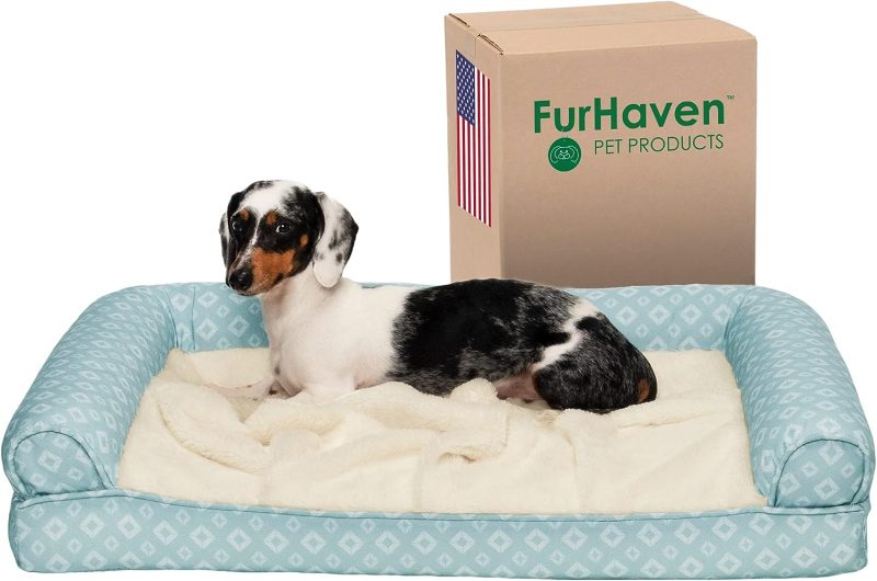 Furhaven Cooling Gel Dog Bed for Large Dogs w/ Removable Bolsters & Washable Cover, For Dogs Up to 95 lbs - Plush & Velvet Waves - Image 236