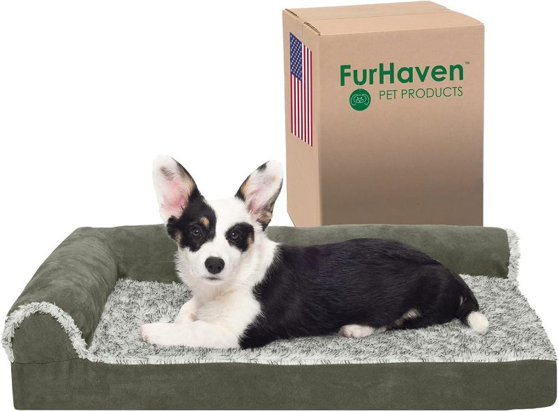 Furhaven Orthopedic Dog Bed for Medium/Small Dogs w/ Removable Bolsters & Washable Cover, For Dogs Up to 35 lbs - Plush & Almond - Image 575