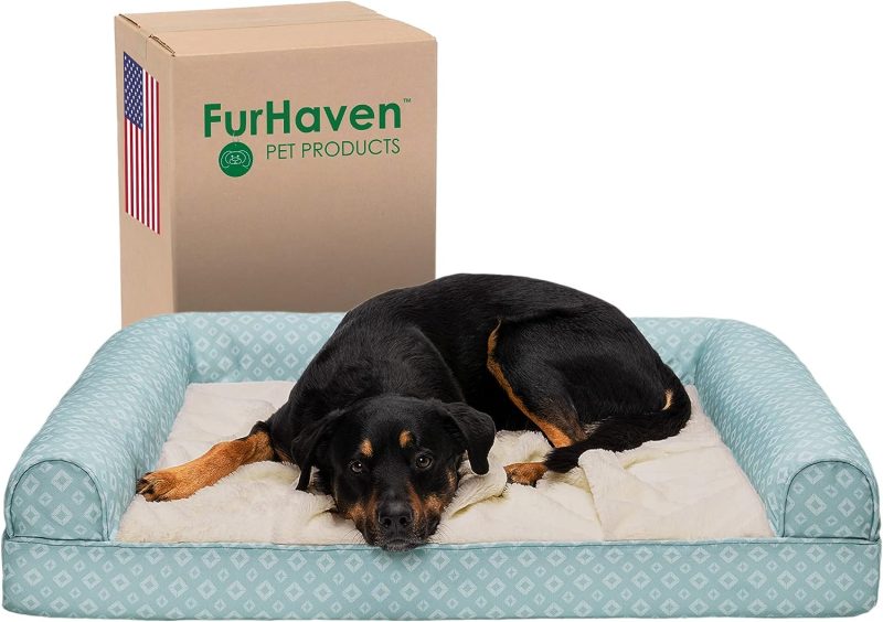 Furhaven Cooling Gel Dog Bed for Large Dogs w/ Removable Bolsters & Washable Cover, For Dogs Up to 95 lbs - Plush & Velvet Waves - Image 252
