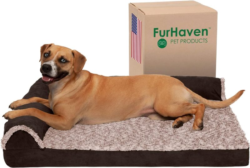 Furhaven Orthopedic Dog Bed for Medium/Small Dogs w/ Removable Bolsters & Washable Cover, For Dogs Up to 35 lbs - Plush & Almond - Image 553